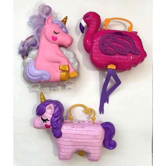 3 Polly Pocket Compact Playset Lot Figures Accessory Parts Toys